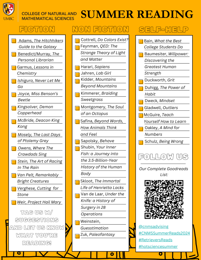 Summer Reading Challenge College of Natural and Mathematical Sciences