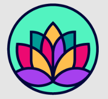 Mosaic Center Logo that shows a multicolored lotus on a teal, circular background. 